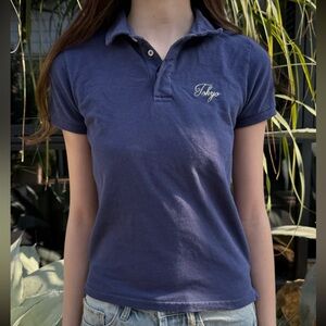 ❌❌SOLD❌❌ Brandy Melville Caroline Navy Polo Short Sleeve Top 100% Cotton